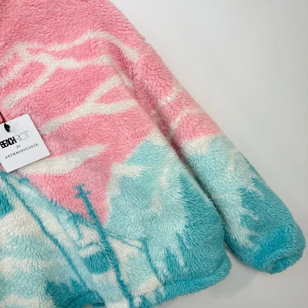 Beach Riot for Anthropologie Ski Lift Fleece Pullover Pink Blue S NEW - Picture 4 of 11